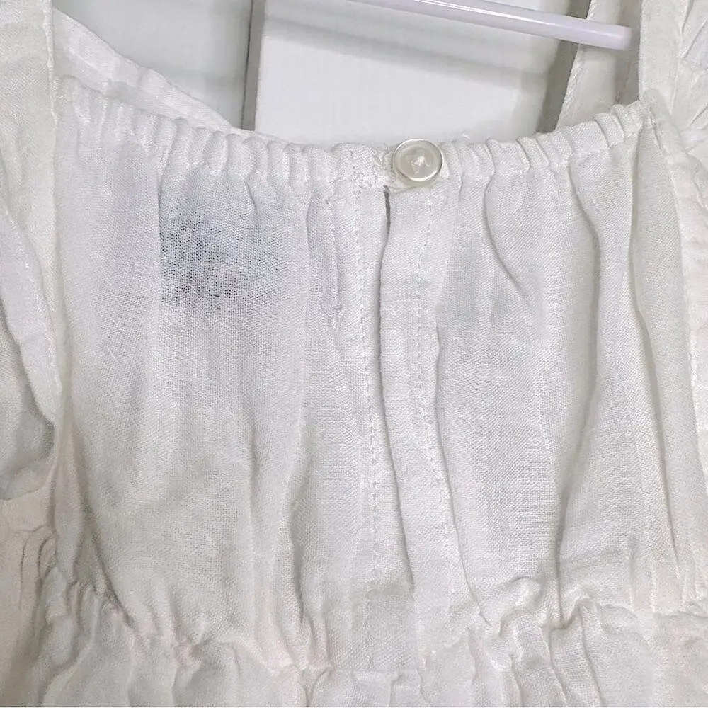 Old Navy White Floral Embroidered Kids Dress Ruffled Cotton Blend Sleeveless 5T